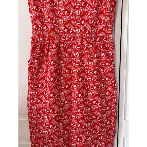 Boden bodycon cotton pencil Jersey Dress Orange Sunset Jungle Bloom  Size 2R - Picture 9 of 10